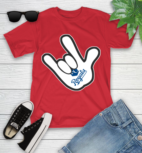 Kansas City Royals MLB Baseball Mickey Rock Hand Disney Youth T-Shirt 10