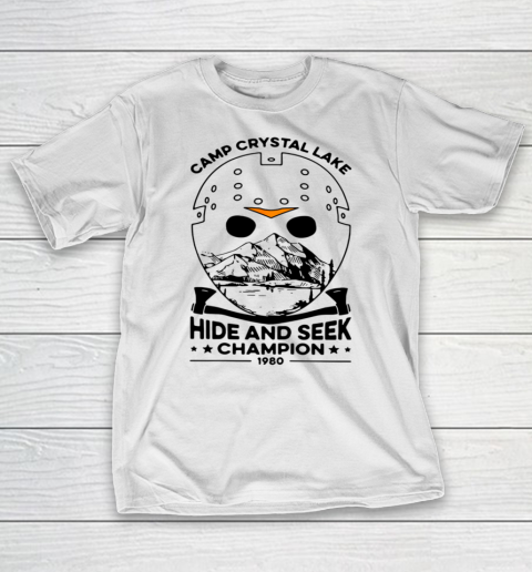Camp Hide And Seek Champion Crystal Lake 1980 Halloween T-Shirt 11