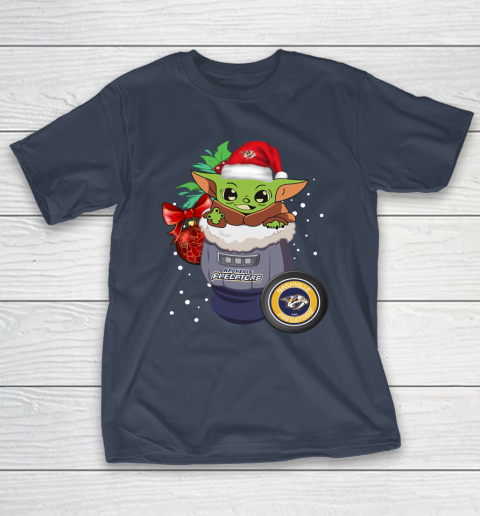 Nashville Predators Christmas Baby Yoda Star Wars Funny Happy NHL T-Shirt 5