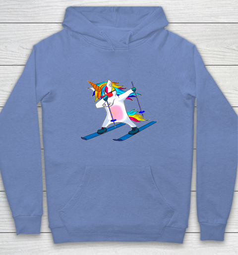 Skiing Unicorn Dabbing Funny Gift Youth Hoodie 10