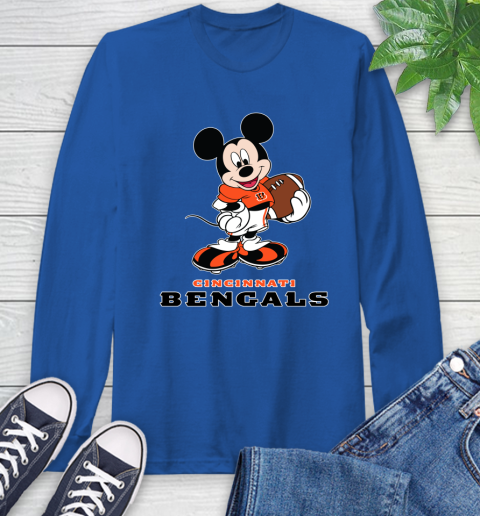 NFL Football Cincinnati Bengals Cheerful Mickey Mouse Shirt Long Sleeve T-Shirt 10