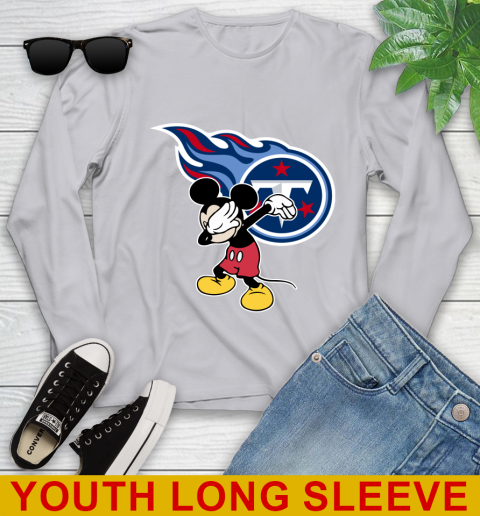 Tennessee Titans NFL Football Dabbing Mickey Disney Sports Youth Long Sleeve 6