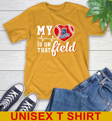 MLB My Heart Is On That Field Baseball Sports Kansas City Royals T-Shirt 2