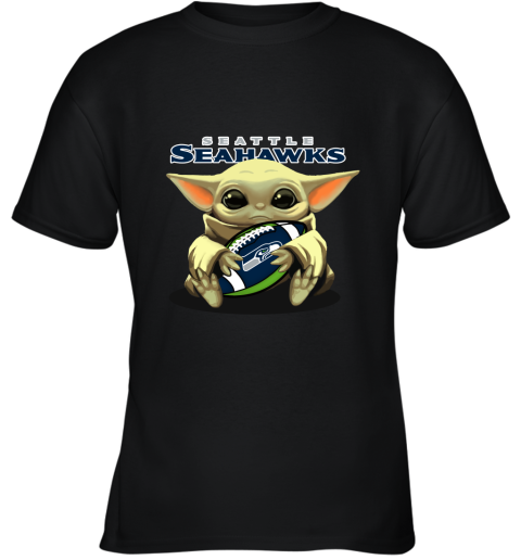 Baby Yoda Loves The Seattle Seahawks Star Wars NFL Youth T-Shirt
