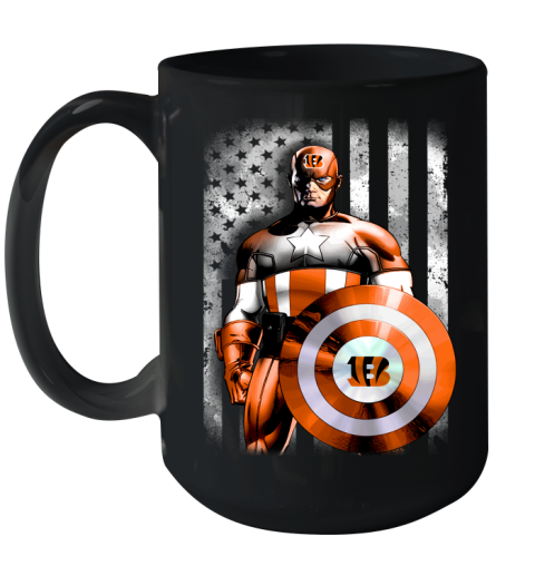 Cincinnati Bengals NFL Football Captain America Marvel Avengers American Flag Shirt Ceramic Mug 15oz