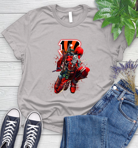 NFL Deadpool Marvel Comics Sports Football Cincinnati Bengals Women's T-Shirt 10