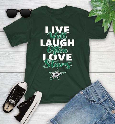 NHL Hockey Dallas Stars Live Well Laugh Often Love Shirt Youth T-Shirt 4