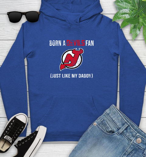 NHL New Jersey Devils Hockey Loyal Fan Just Like My Daddy Shirt Youth Hoodie - Image 10
