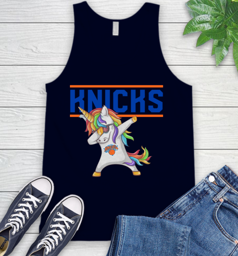 New York Knicks NBA Basketball Funny Unicorn Dabbing Sports Tank Top 3