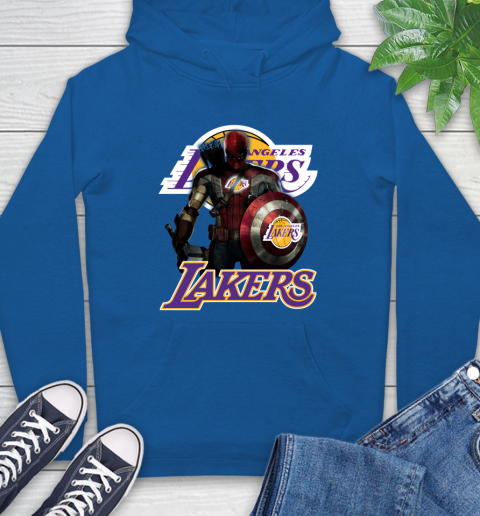 Los Angeles Lakers NBA Basketball Captain America Thor Spider Man Hawkeye Avengers Hoodie 9