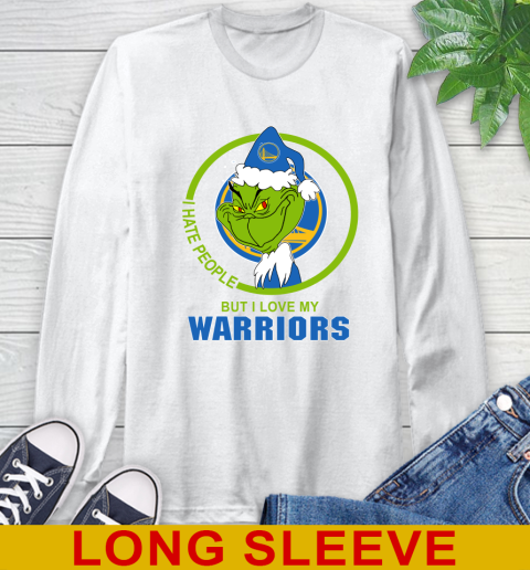 Golden State Warriors NBA Christmas Grinch I Hate People But I Love My Favorite Basketball Team Long Sleeve T-Shirt