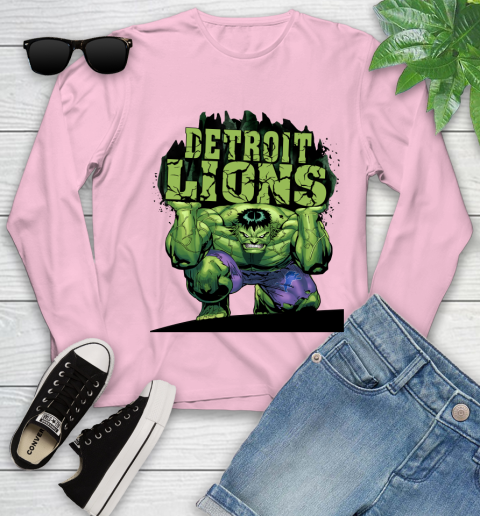 Detroit Lions NFL Football Incredible Hulk Marvel Avengers Sports Youth Long Sleeve 10