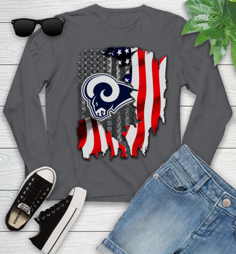 Los Angeles Rams NFL Football American Flag Youth Long Sleeve 9