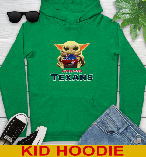 NFL Football Houston Texans Baby Yoda Star Wars Shirt Youth Hoodie 8