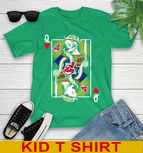MLB Baseball Cleveland Indians The Queen Of Hearts Card Shirt Youth T-Shirt 7