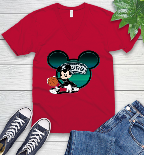 NBA San Antonio Spurs Mickey Mouse Disney Basketball V-Neck T-Shirt 8