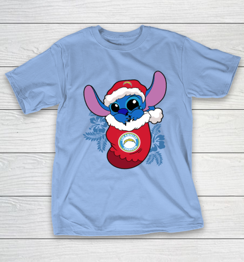 Los Angeles Chargers Christmas Stitch In The Sock Funny Disney NFL T-Shirt 11