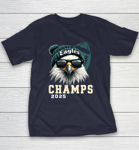 Eagles Sunglasses Championship 2025 Celebrated Eagles Youth T-Shirt 2