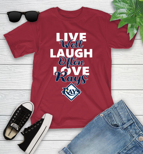 MLB Baseball Tampa Bay Rays Live Well Laugh Often Love Shirt Youth T-Shirt 12