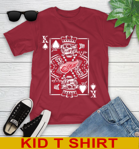 Detroit Red Wings NHL Hockey The King Of Spades Death Cards Shirt Youth T-Shirt 12
