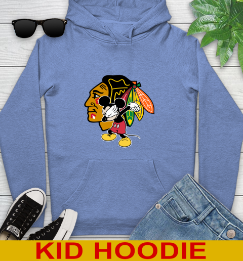 Chicago Blackhawks NHL Hockey Dabbing Mickey Disney Sports Youth Hoodie 12