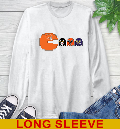Cleveland Browns NFL Football Pac Man Champion Long Sleeve T-Shirt