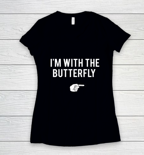 I'm With Butterfly Halloween Costume Party Matching Women's V-Neck T-Shirt