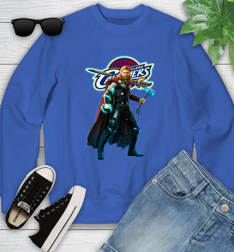 NBA Thor Avengers Endgame Basketball Cleveland Cavaliers Youth Sweatshirt 8