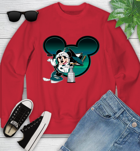 NHL San Jose Sharks Stanley Cup Mickey Mouse Disney Hockey T Shirt Youth Sweatshirt 9