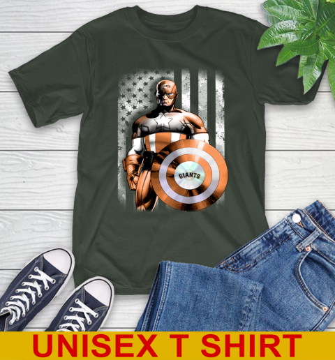 San Francisco Giants MLB Baseball Captain America Marvel Avengers American Flag Shirt T-Shirt 6