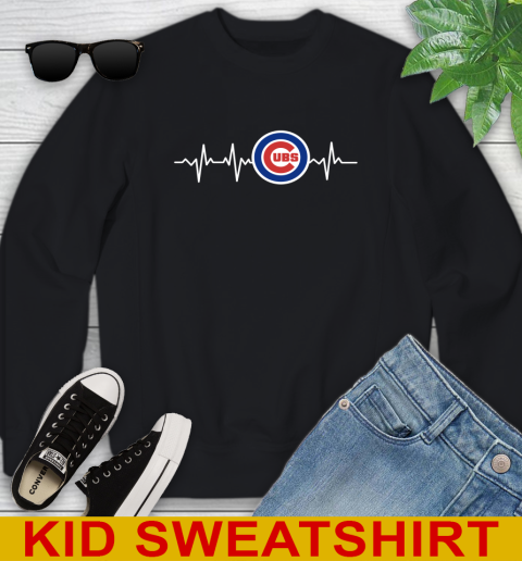 Chicago Cubs MLB Baseball Heart Beat Shirt Youth Sweatshirt