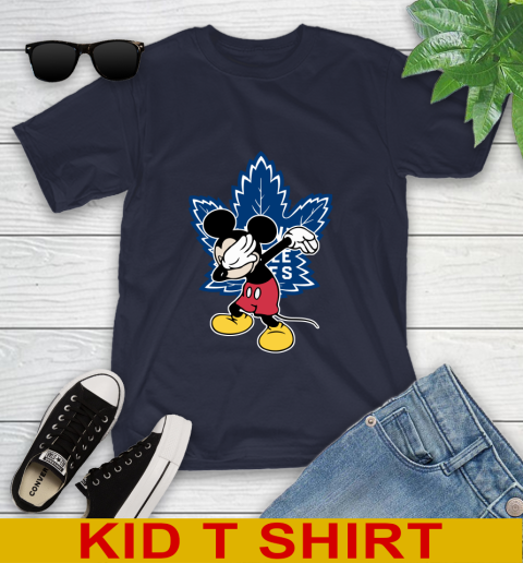 Toronto Maple Leafs NHL Hockey Dabbing Mickey Disney Sports Youth T-Shirt 3