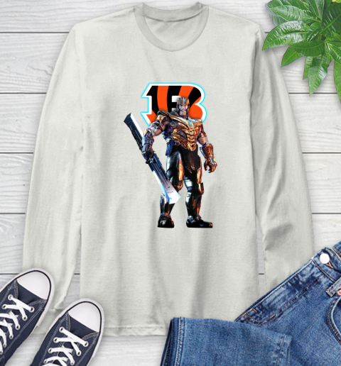NFL Thanos Gauntlet Avengers Endgame Football Cincinnati Bengals Long Sleeve T-Shirt 12