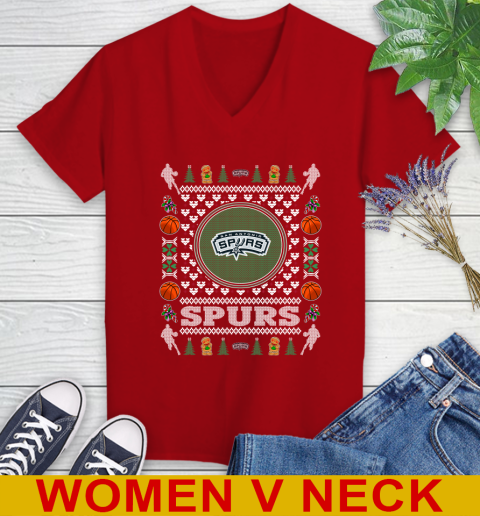 San Antonio Spurs Merry Christmas NBA Basketball Loyal Fan Women's V-Neck T-Shirt 10
