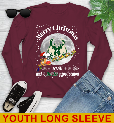 Milwaukee Bucks Merry Christmas To All And To Bucks A Good Season NBA Basketball Sports Youth Long Sleeve 6