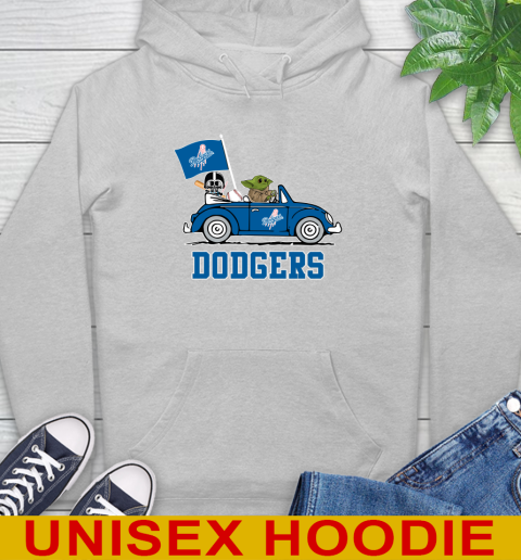 MLB Baseball Los Angeles Dodgers Darth Vader Baby Yoda Driving Star Wars Shirt Hoodie 6