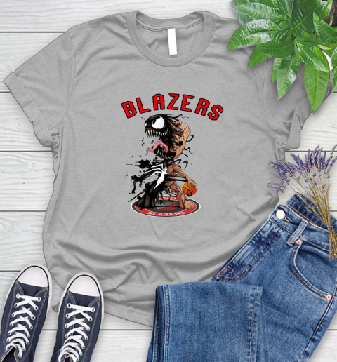 NBA Portland Trail Blazers Basketball Venom Groot Guardians Of The Galaxy Women's T-Shirt 5
