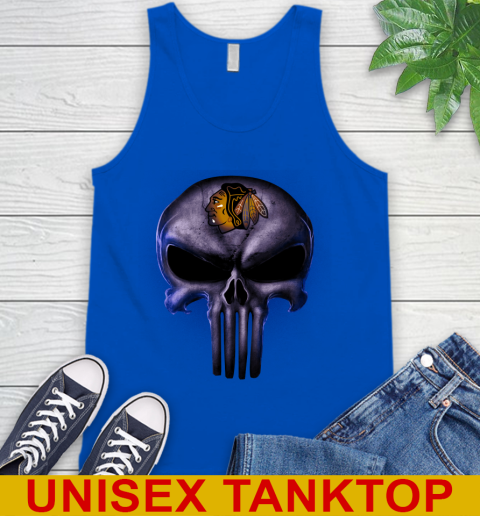 Chicago Blackhawks NHL Hockey Punisher Skull Sports Tank Top 4