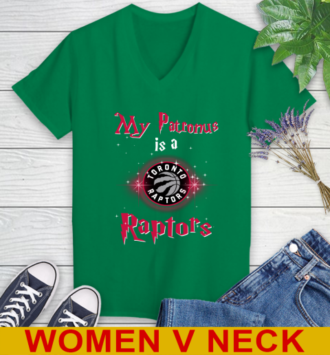 NBA Basketball Harry Potter My Patronus Is A Toronto Raptors Women's V-Neck T-Shirt 5