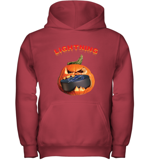 NHL Tampa Bay Lightning Halloween Pumpkin Hockey Sports wlVmU2STuoT youth hoodie 43 95 151514 front red