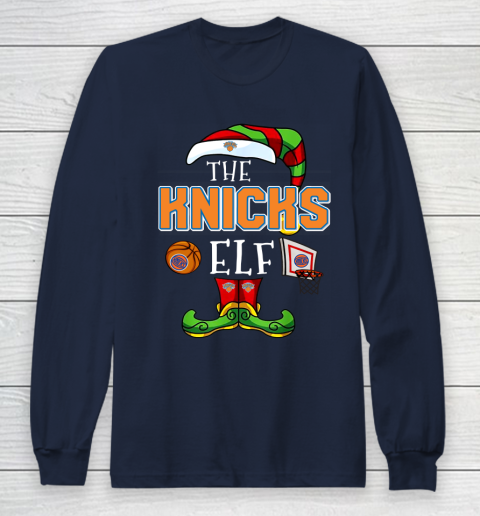 New York Knicks Christmas ELF Funny NBA Long Sleeve T-Shirt 2