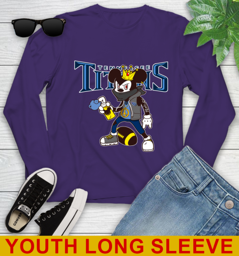 Tennessee Titans NFL Football Mickey Peace Sign Sports Youth Long Sleeve 5