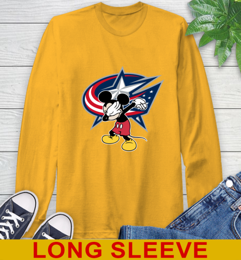 Columbus Blue Jackets NHL Hockey Dabbing Mickey Disney Sports Long Sleeve T-Shirt 3