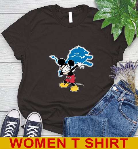 Detroit Lions NFL Football Dabbing Mickey Disney Sports Women's T-Shirt 8
