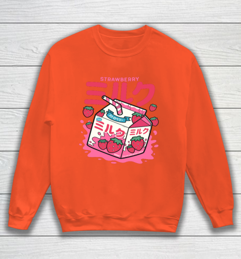 Japanese Strawberry Milk Straw Kawaii Cute Sweatshirt Tee For Sports