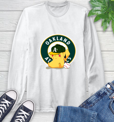 MLB Pikachu Baseball Sports Oakland Athletics Long Sleeve T-Shirt