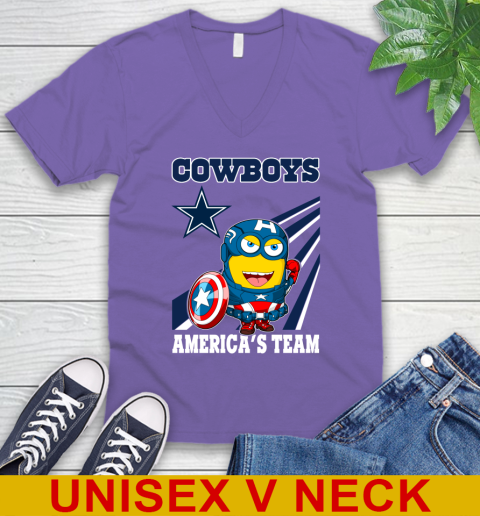 NFL Football Dallas Cowboys Captain America Marvel Avengers Minion Shirt V-Neck T-Shirt 8