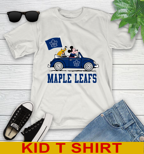NHL Hockey Toronto Maple Leafs Pluto Mickey Driving Disney Shirt Youth T-Shirt 12