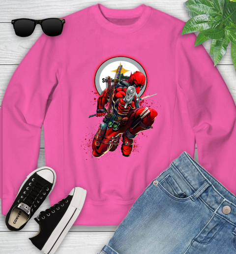 NFL Deadpool Marvel Comics Sports Football Pittsburgh Steelers Youth Sweatshirt 7