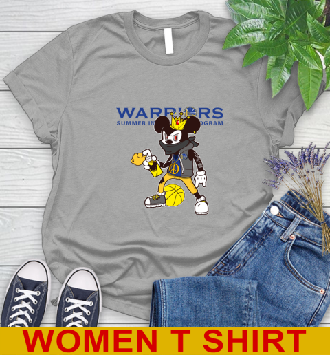 Golden State Warriors NBA Basketball Mickey Peace Sign Sports Women's T-Shirt 11